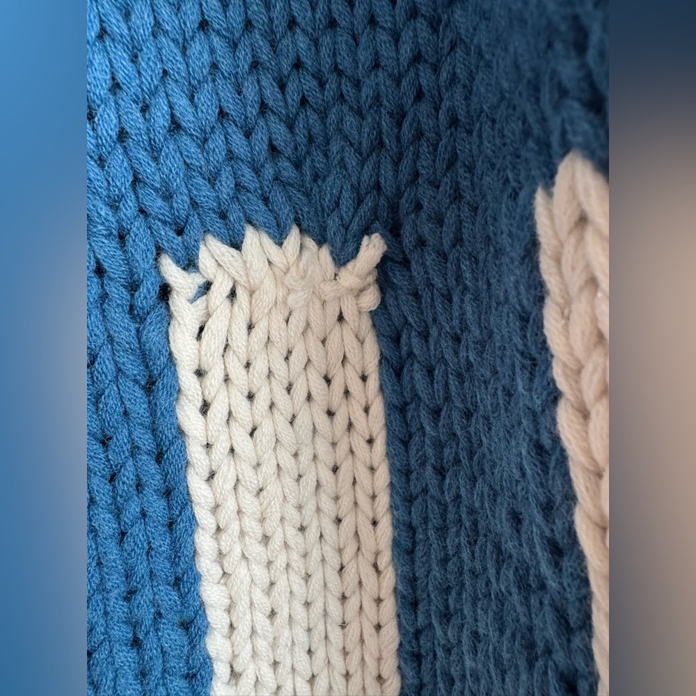 COTES OF LONDON VAIL BLUE & WHITE THE BUXTON | HAND MADE WOOL CARDIGAN - Picture 8 of 14